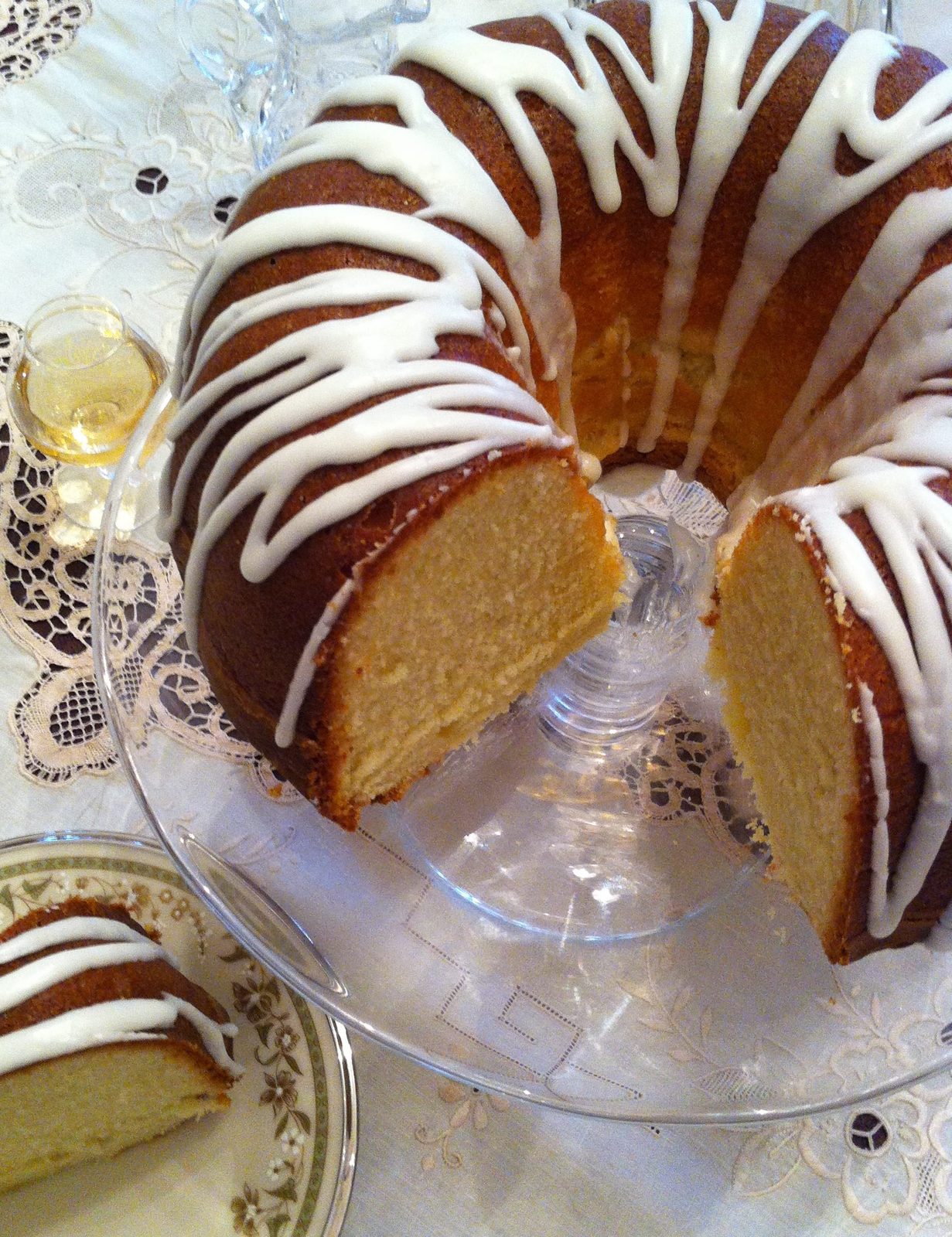 Apricot Brandy Pound Cake Baked Until the Center Springs Back