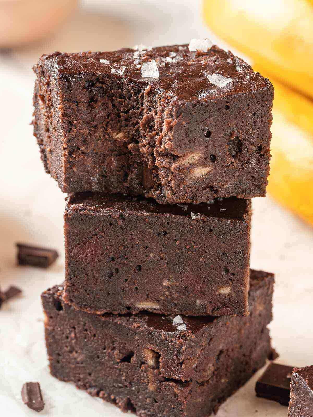 Banana Brownies with a Fudgy Middle