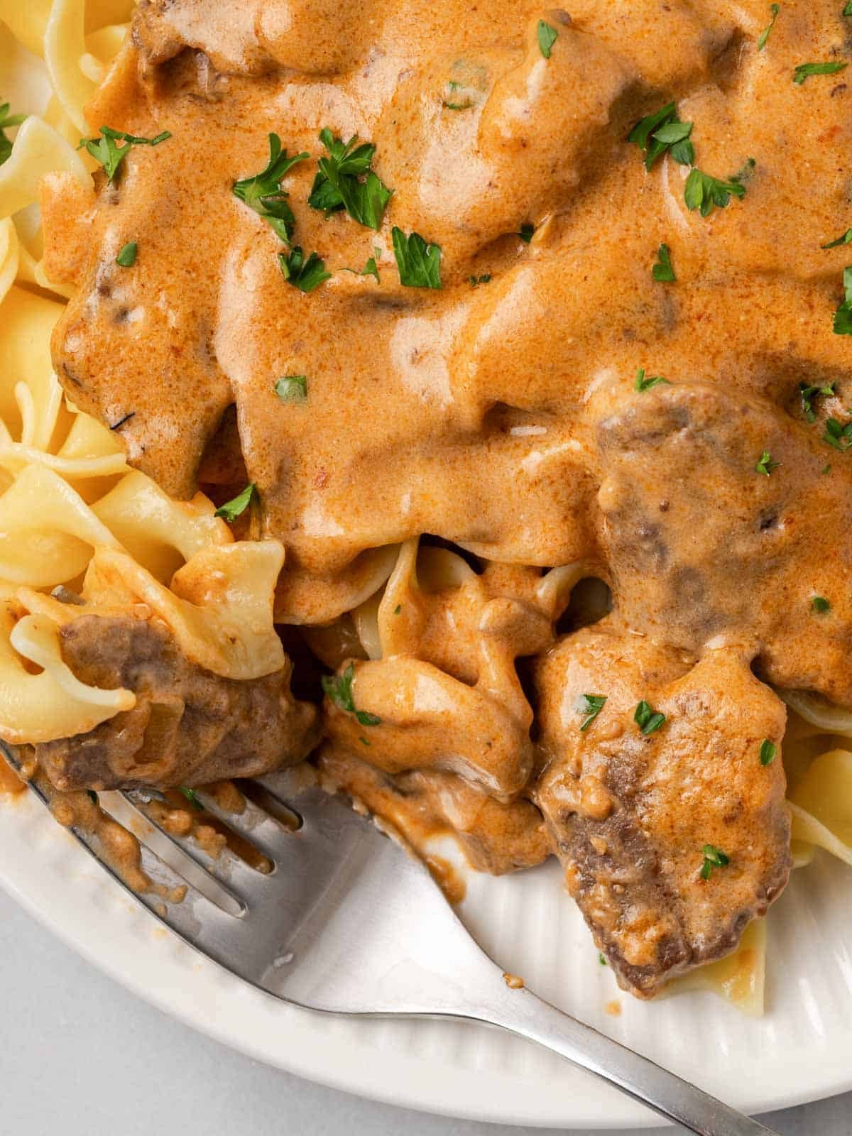 Beef Stroganoff Rested Before Slicing