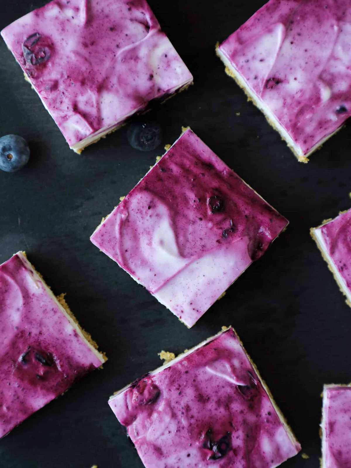 Blueberry Cheesecake Bars (No Bake) Baked Until the Center Springs Back
