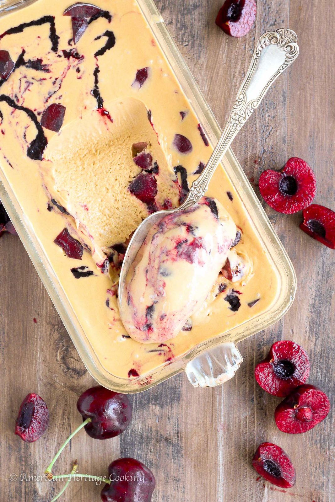 Bourbon Cherry Caramel Ice Cream Churned Until Thick