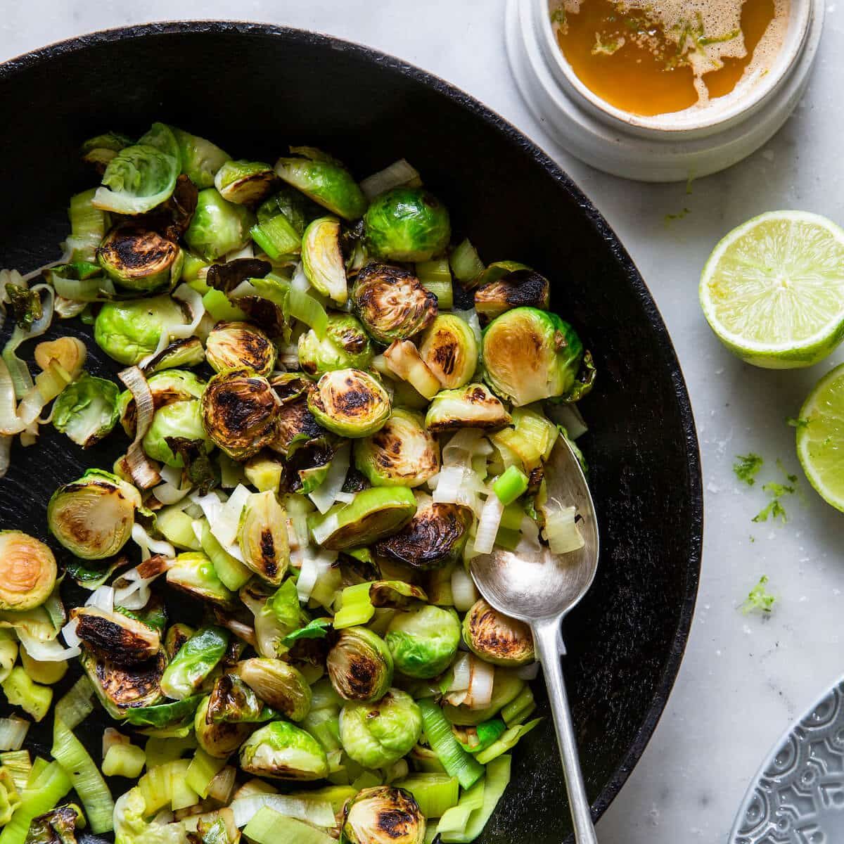 Brussels Sprouts and Leeks with Lime-Ginger Butter for the Sharing Bowl
