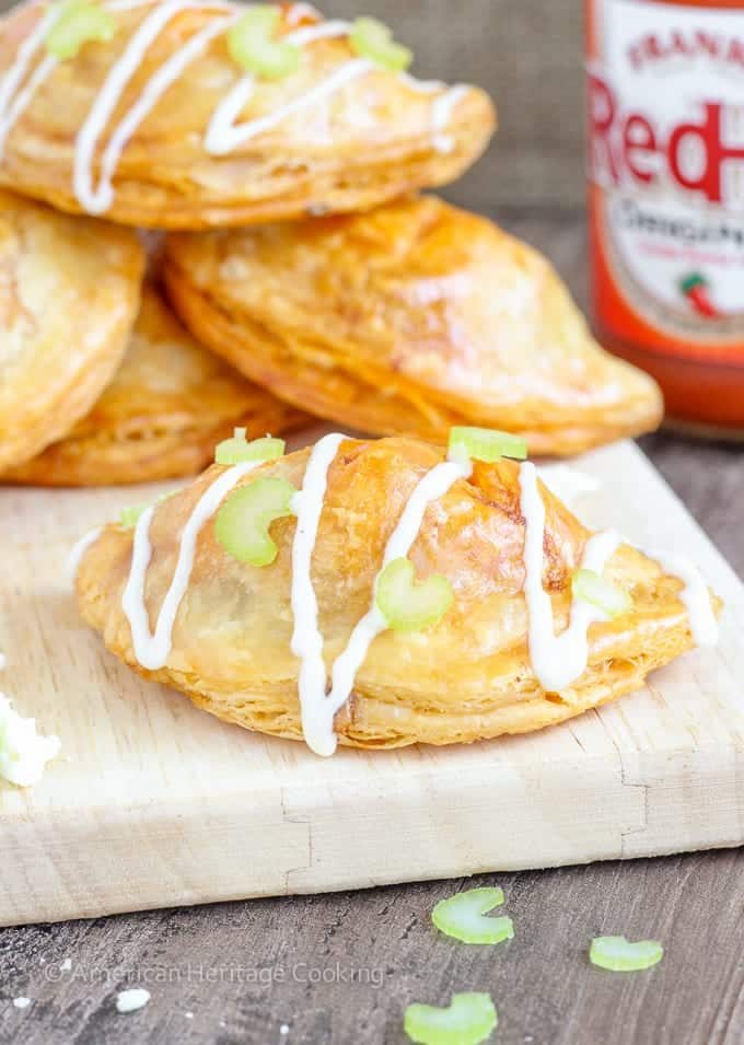 Buffalo Chicken Blue Cheese Hand Pies in a Pastry Shell