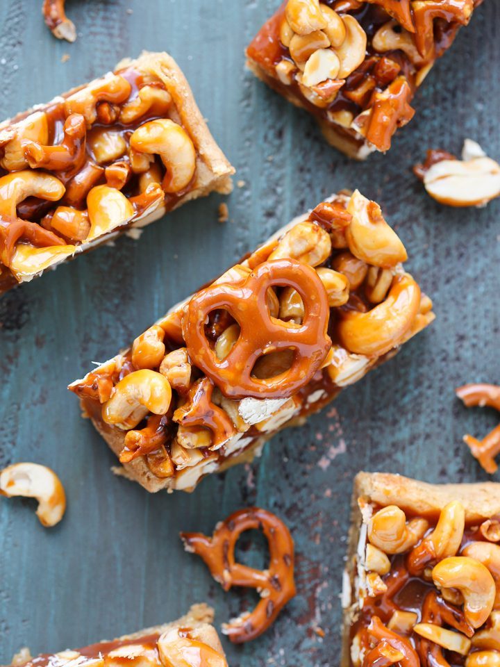 Cashew Caramel Pretzel Blondies after Supper