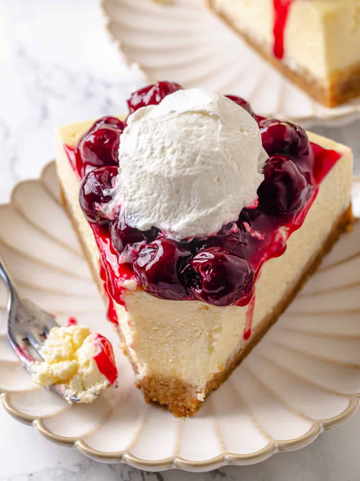 Cherry Cheesecake Baked Until the Center Springs Back