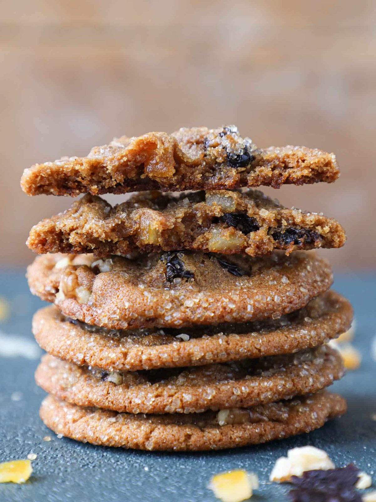 Cherry Orange Molasses Cookies with a Soft Middle