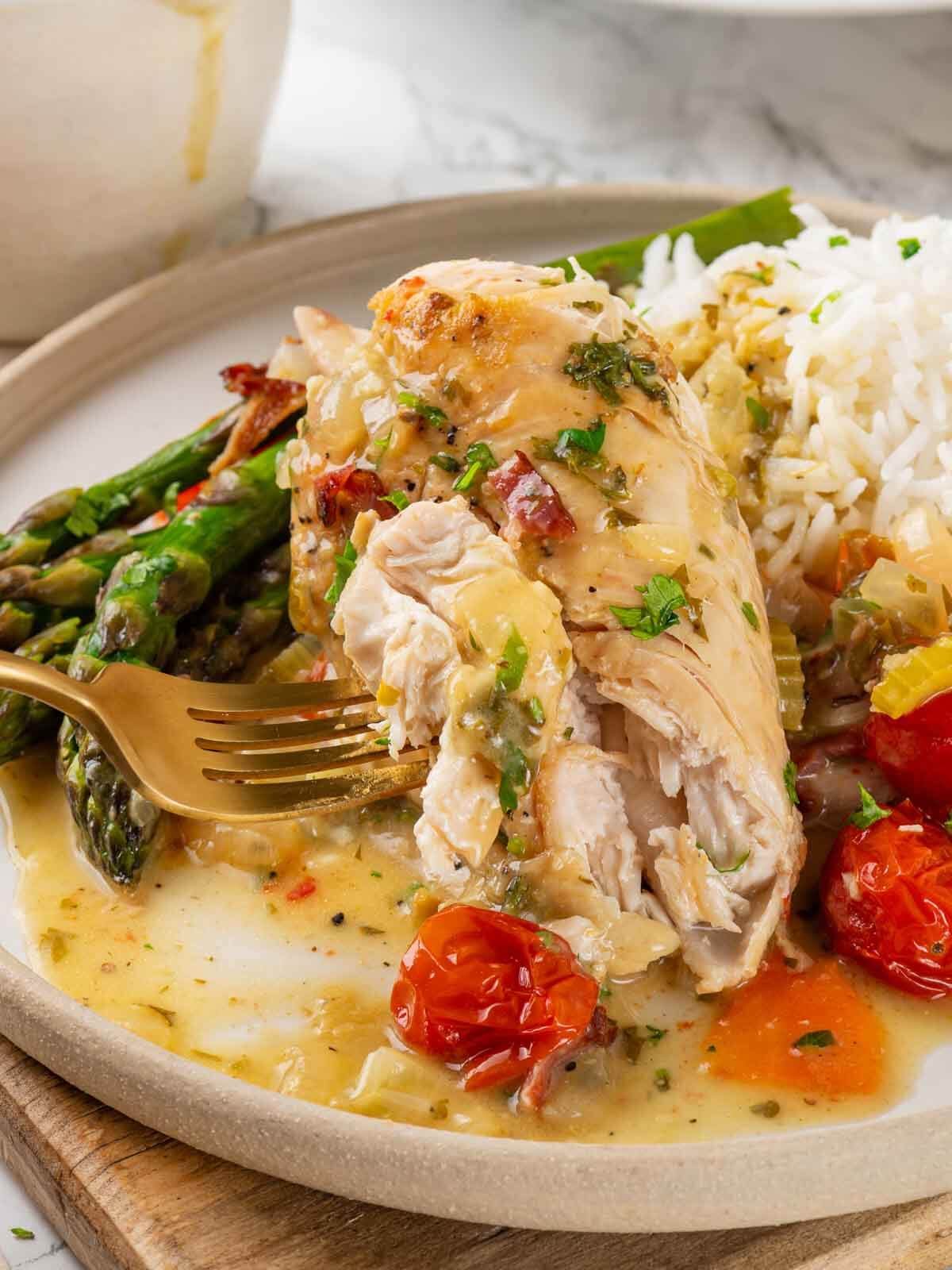 Chicken in White Wine Sauce Cooked Through
