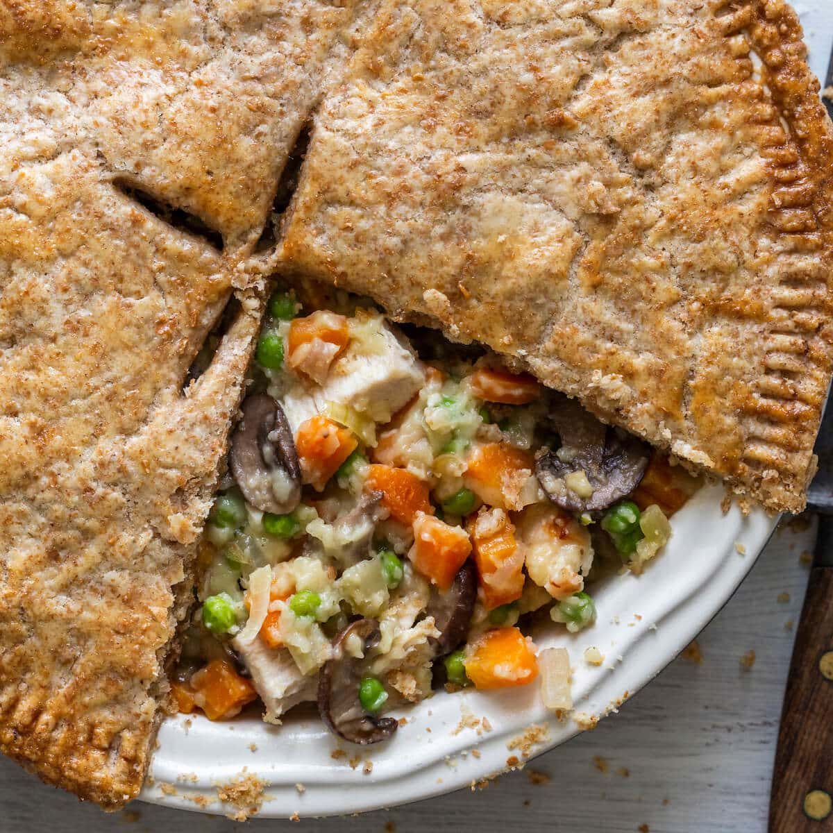 Chicken Pot Pie in a Whole-Wheat Crust in a Pastry Shell
