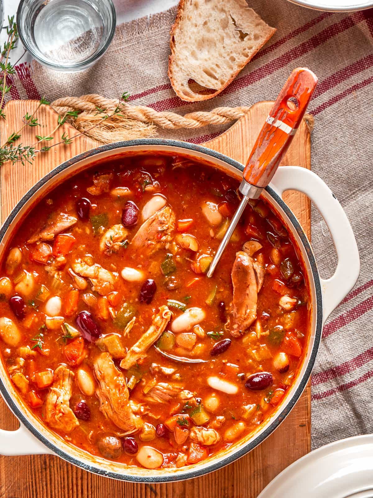 Chicken Vegetable Soup Simmered for the Bowl