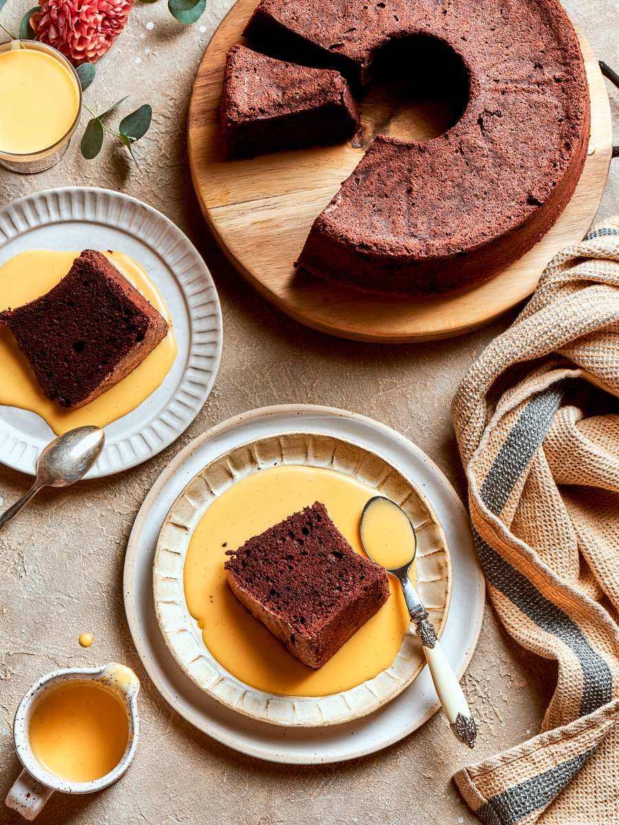 Chocolate Angel Food Cake with a Soft Crumb