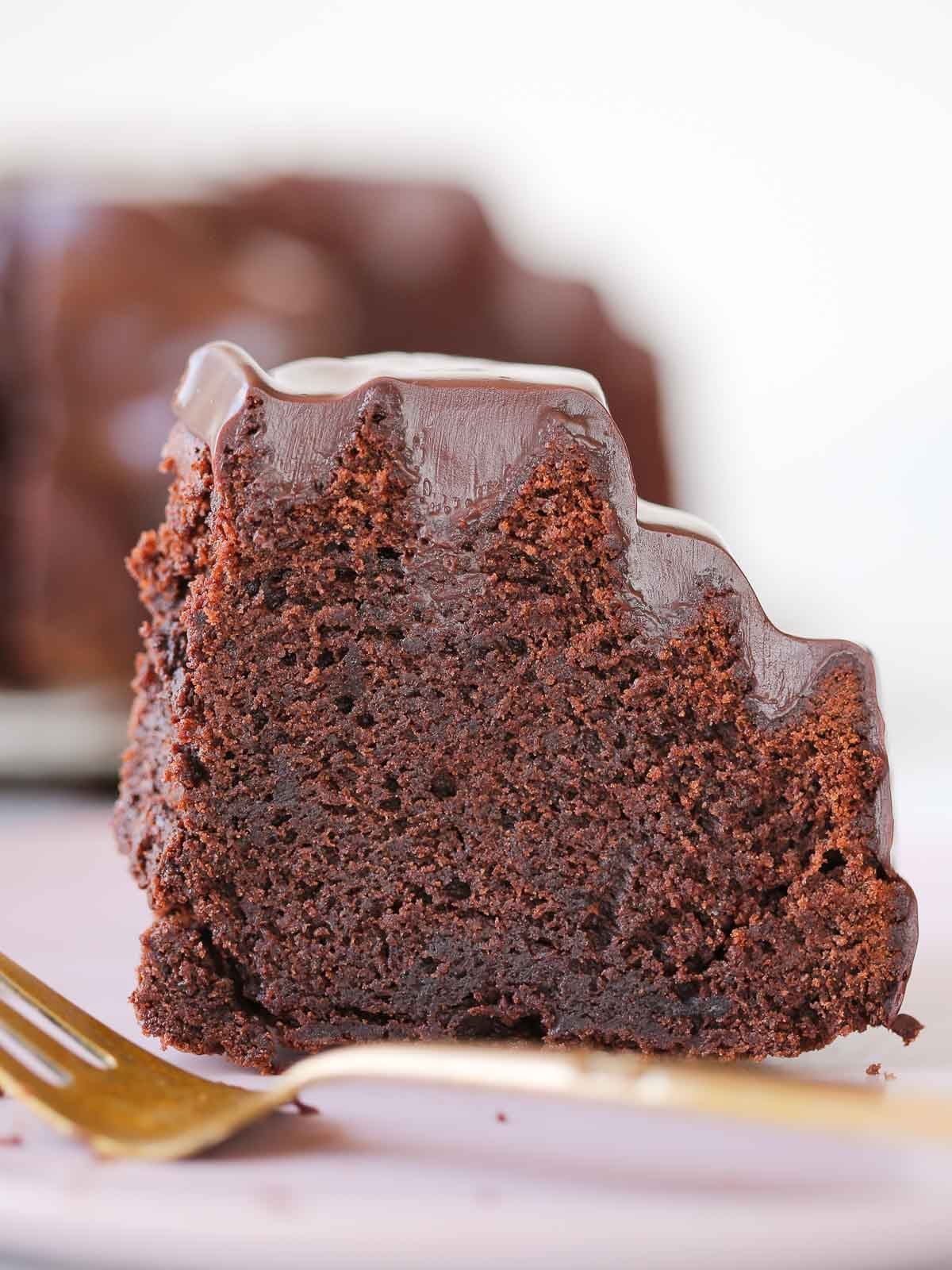 Chocolate Bundt Cake Baked Until the Center Springs Back