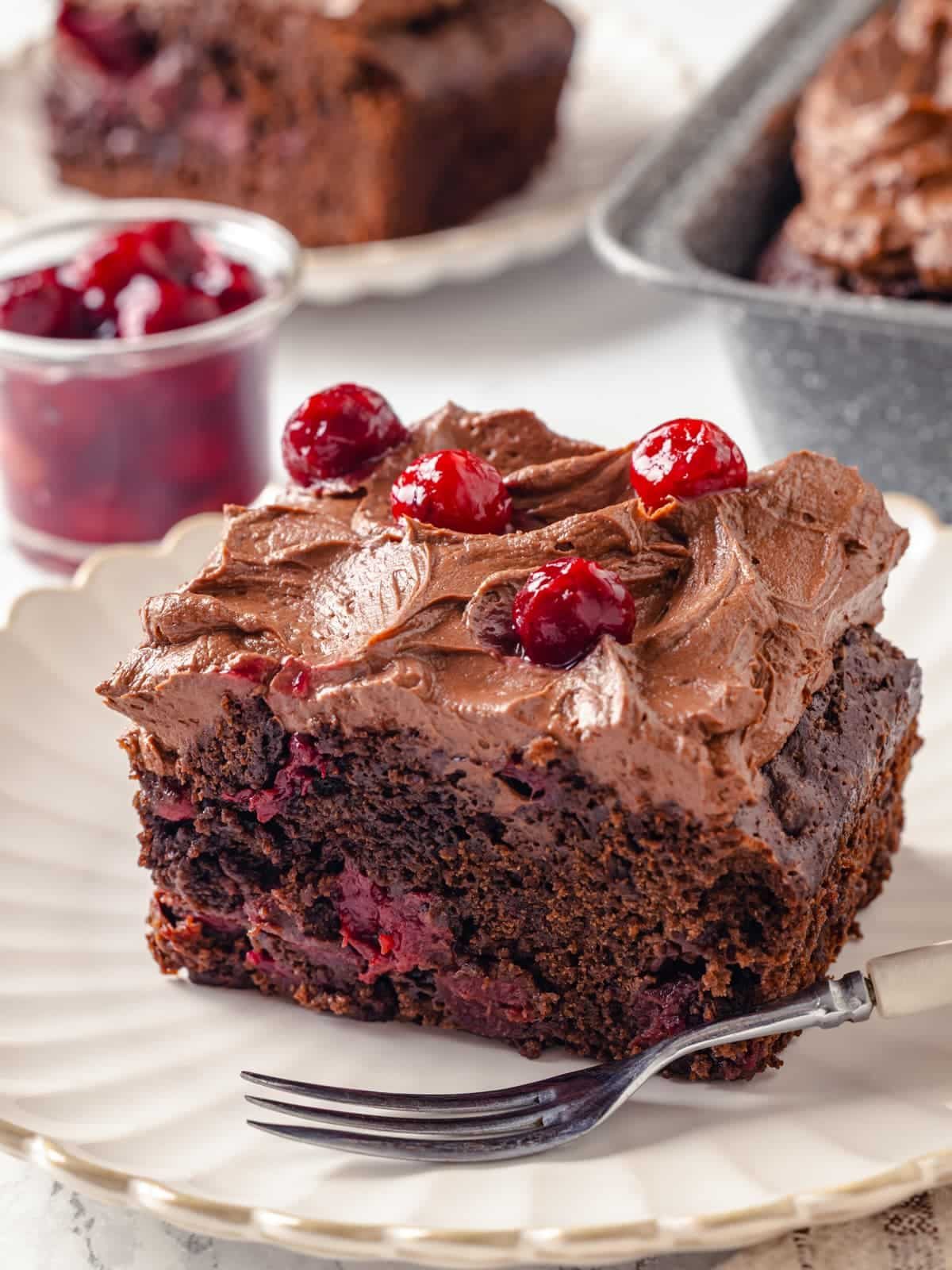 Chocolate Cherry Cake with a Soft Crumb