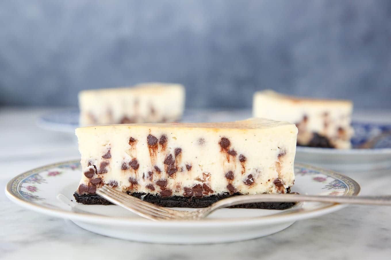 Chocolate Chip Cheesecake Baked Until the Center Springs Back