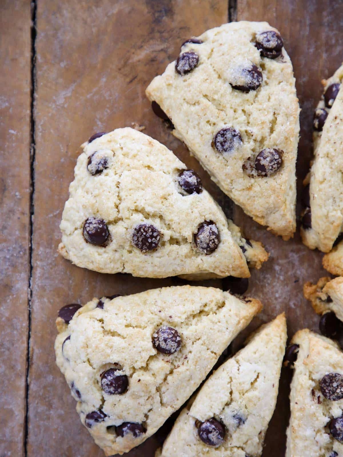 Chocolate Chip Scones Baked Until the Tops Crack