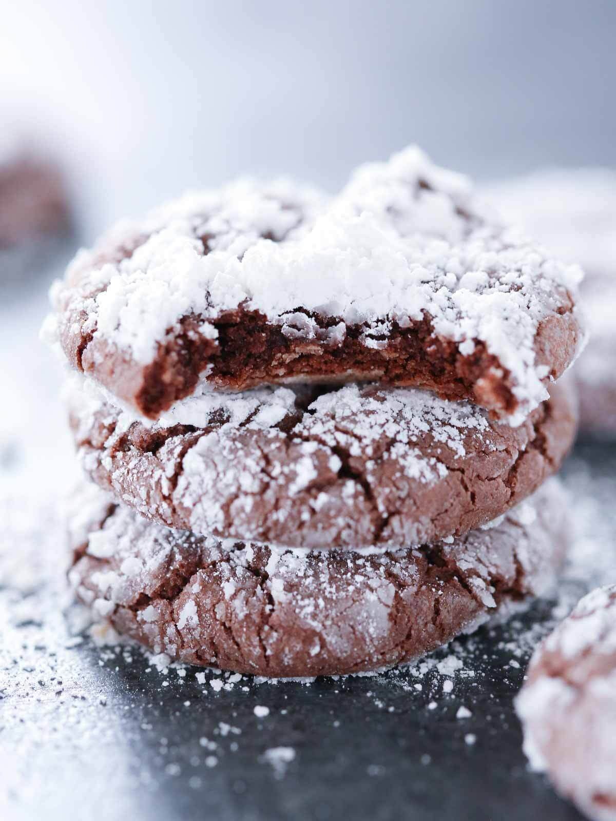 Chocolate Crinkle Cookies Baked Until the Edges Set