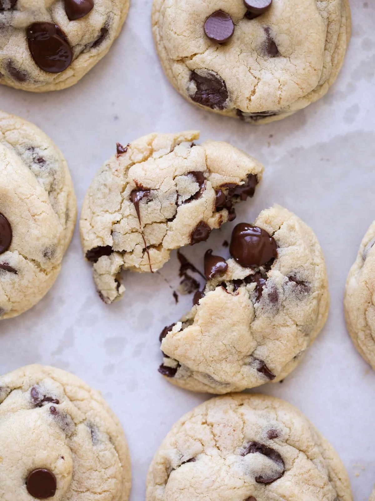 Cream Cheese Chocolate Chip Cookies Baked Until the Edges Set