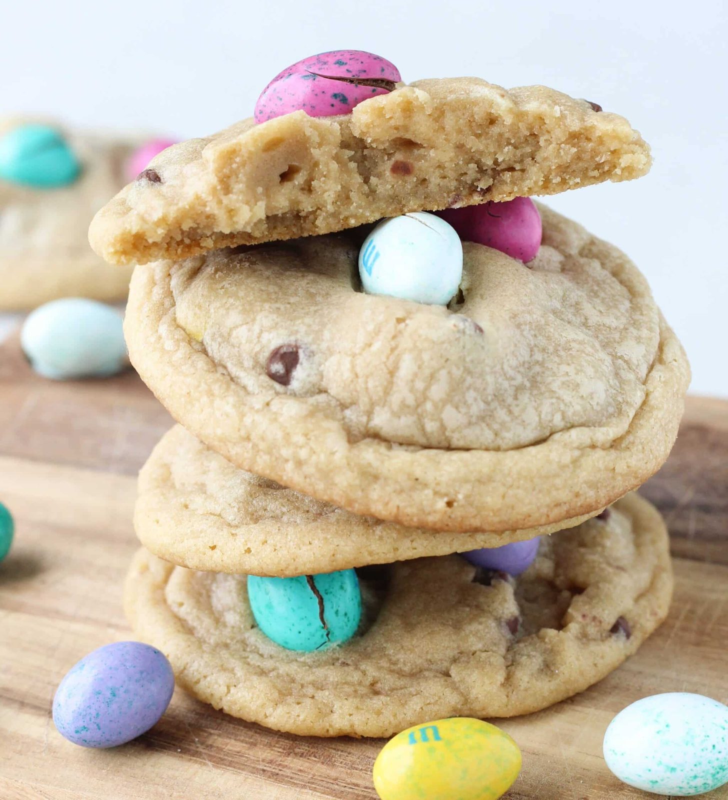 Easter M&M Cookies Baked Until the Edges Set