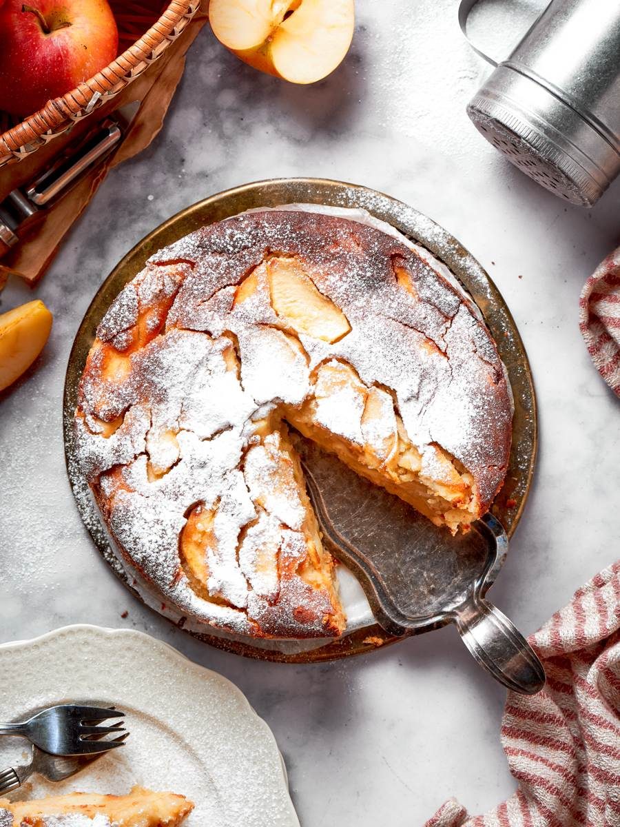 French Apple Cake Baked Until the Center Springs Back