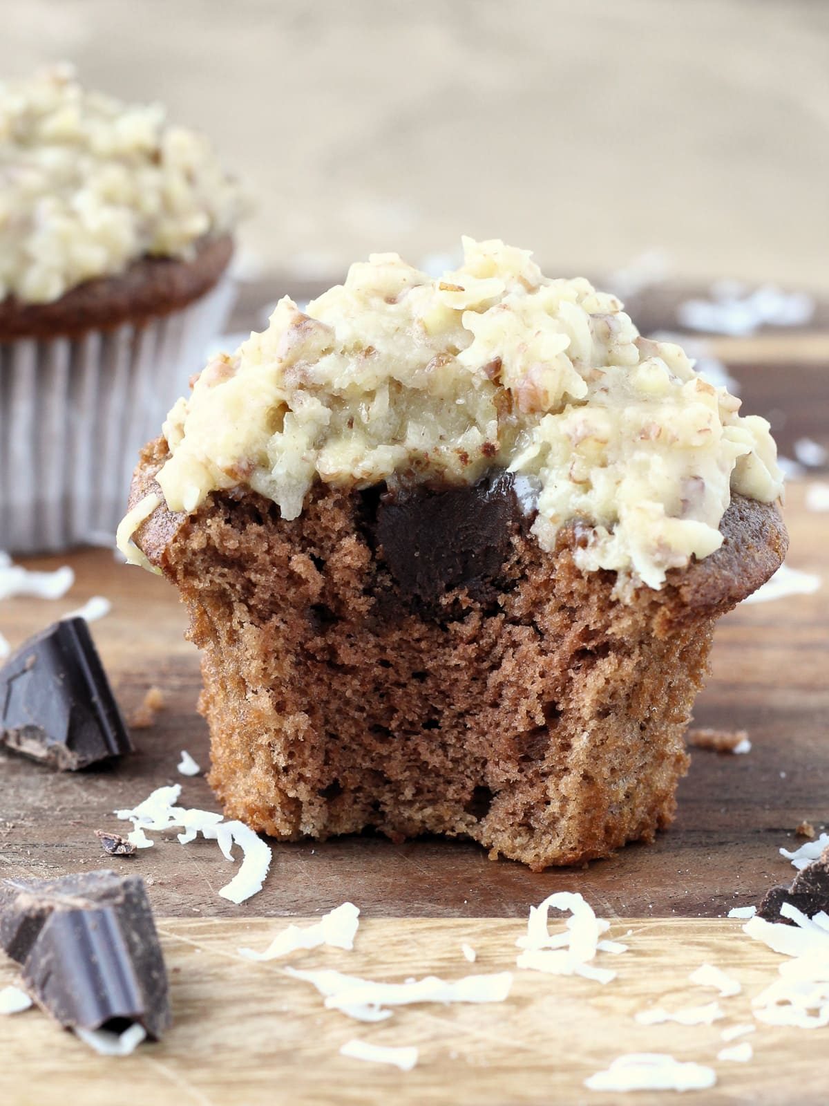 German Chocolate Cupcakes for a Party Tray
