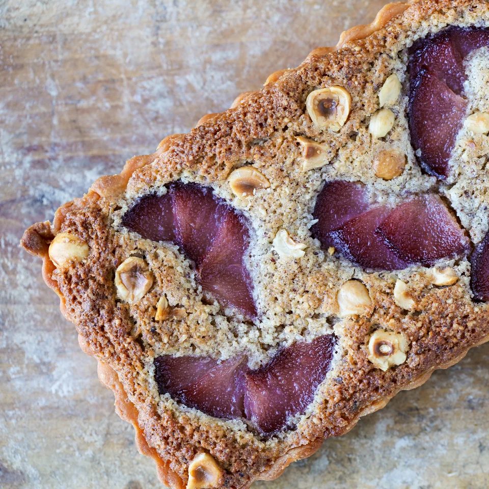 Hazelnut Pear Tart Rested Before Slicing