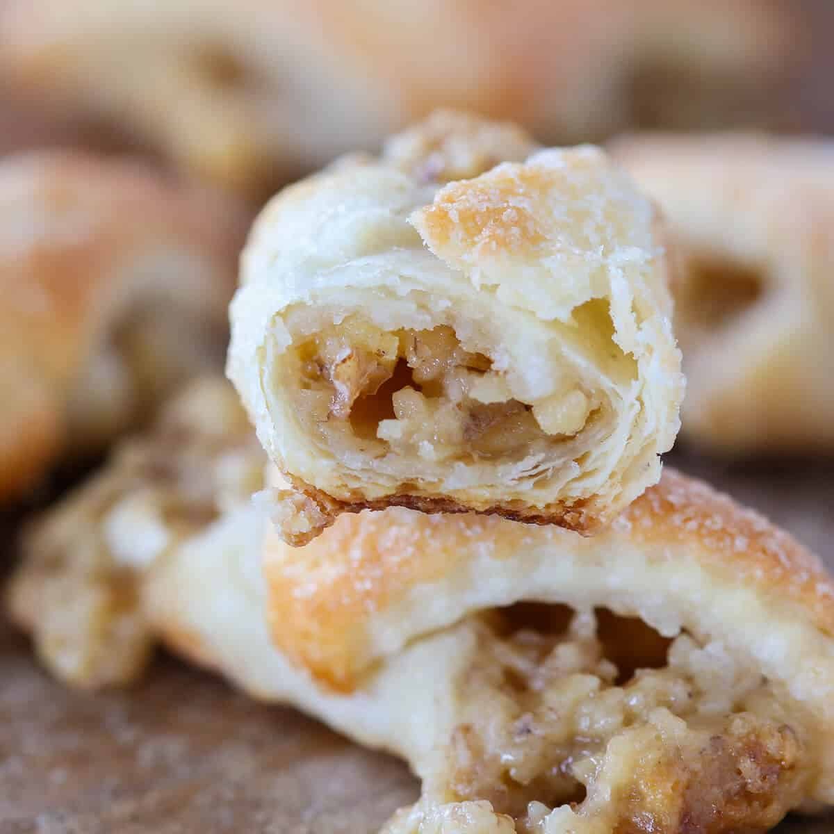 Hungarian Nut Roll Cookies (Walnut Filling) Baked Until the Edges Set
