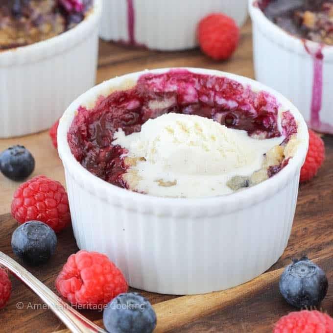 Individual Blueberry Raspberry Crumbles for the Dessert Plate