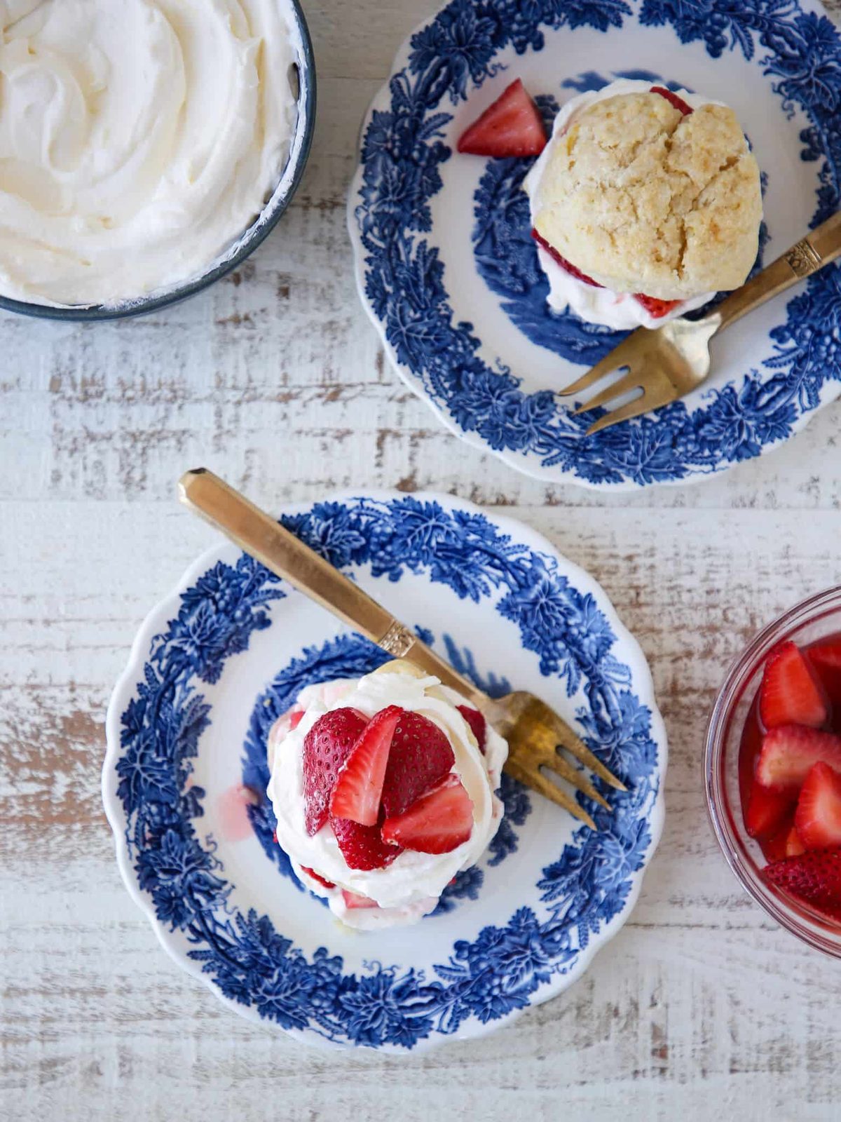 Individual Strawberry Shortcake with a Soft Crumb