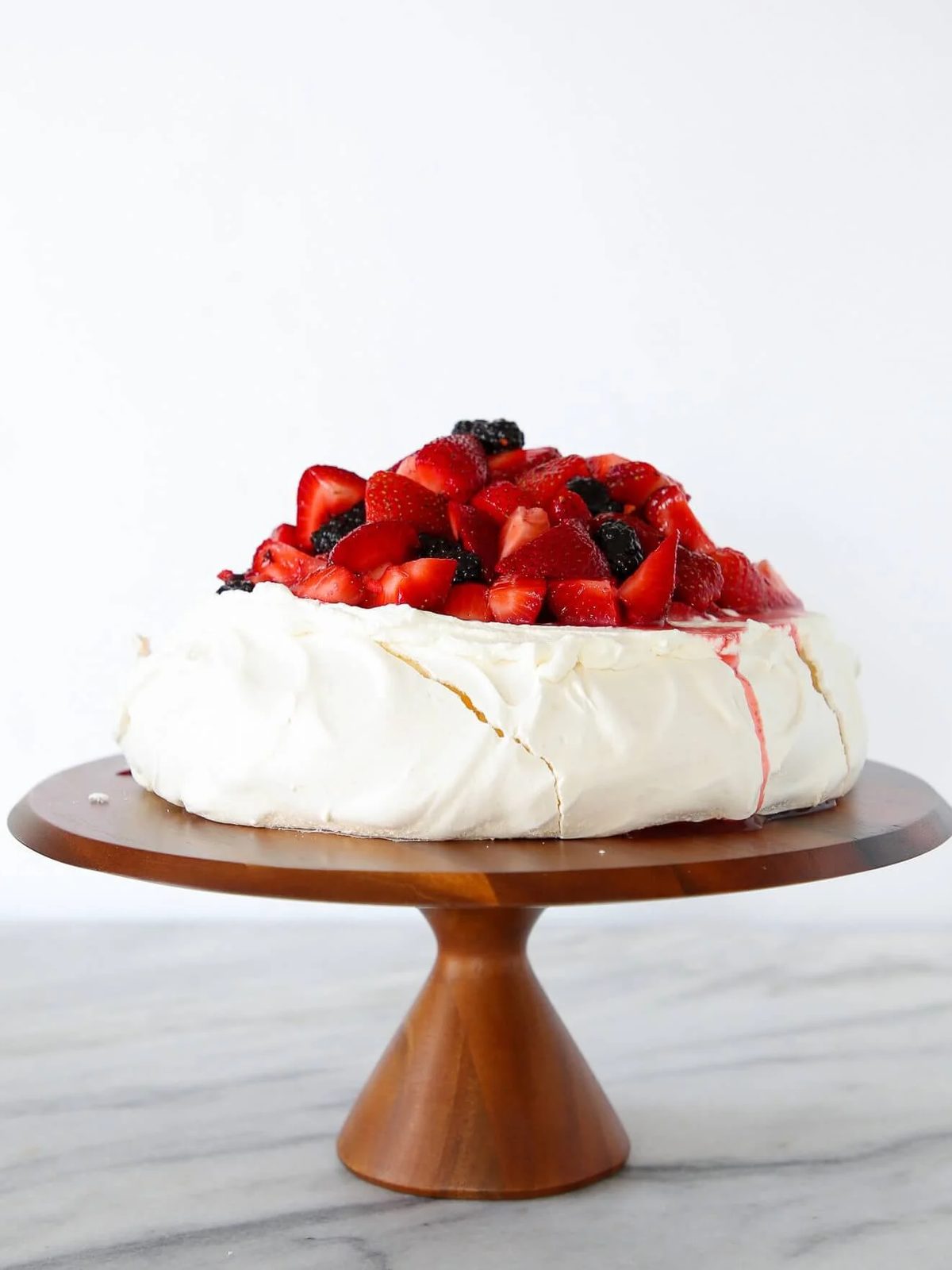 Lemon Berry Pavlova Cake Baked Until the Center Springs Back