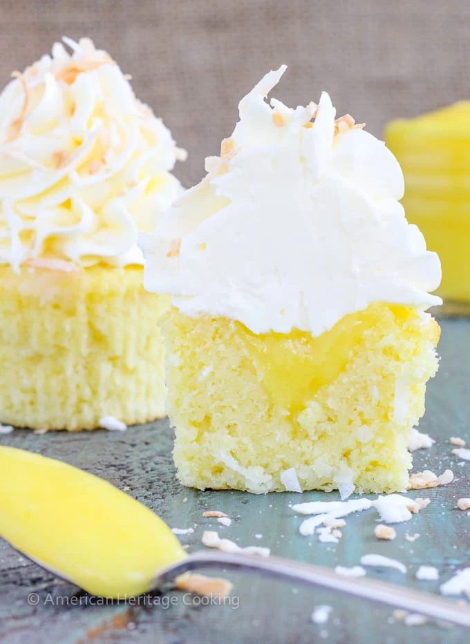 Lemon Coconut Cupcakes with a Tall Crown
