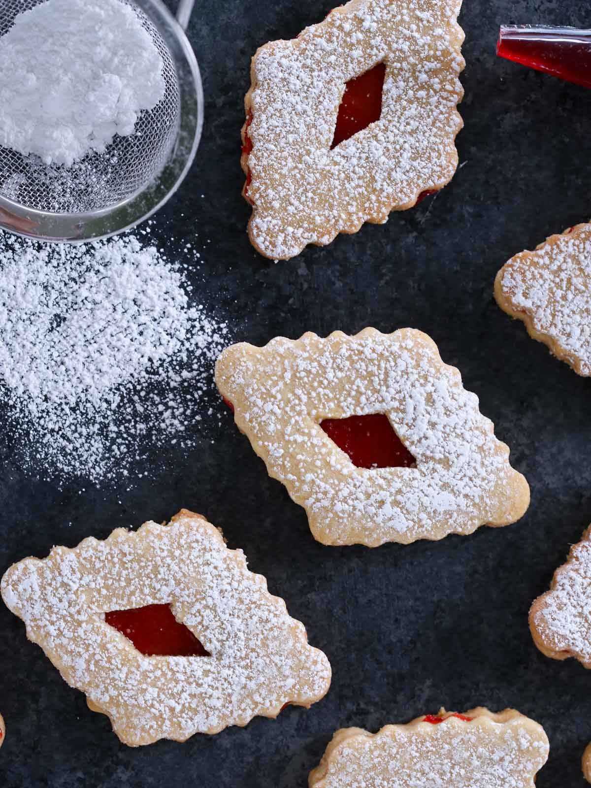Linzer Cookies with a Soft Middle