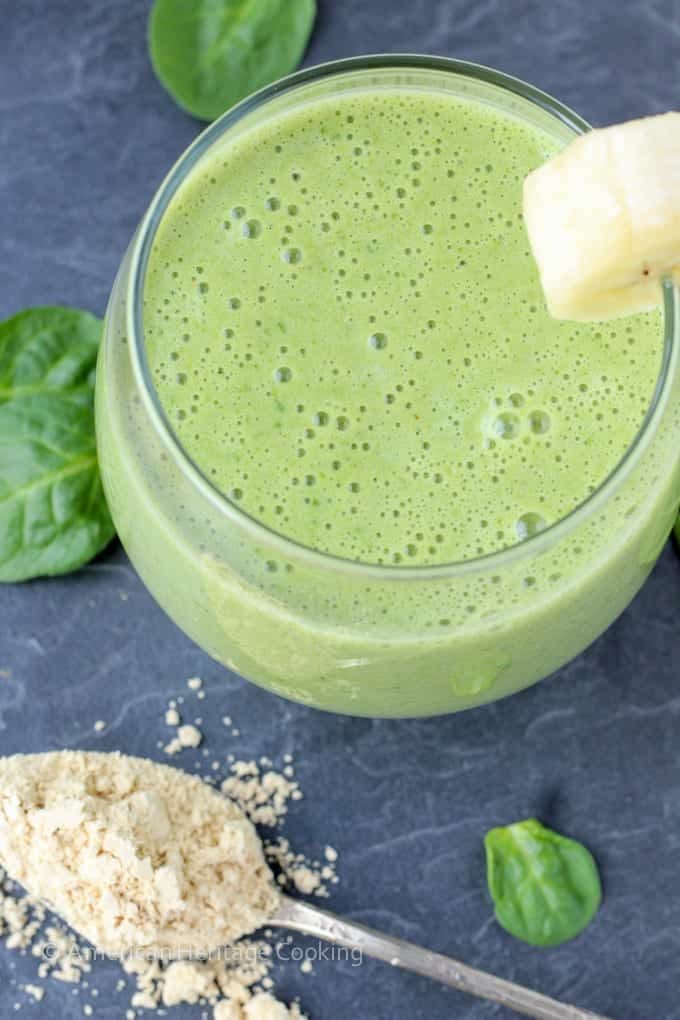 Low Calorie Peanut Butter Banana Spinach Smoothie Packed for Later
