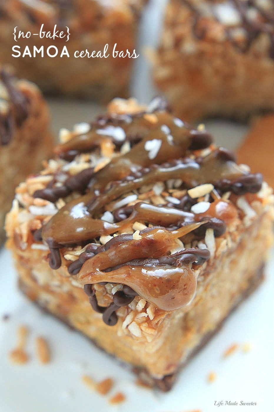 No Bake Samoa Peanut Butter Cereal Bars after Supper