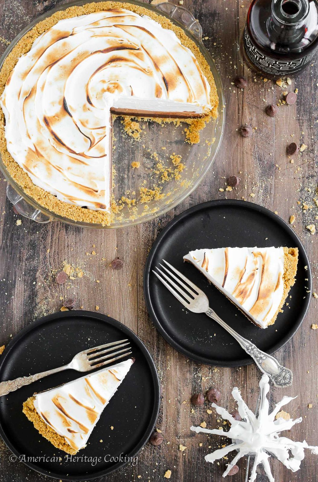 No Bake Whiskey Smores Pie Cooled Before Slicing