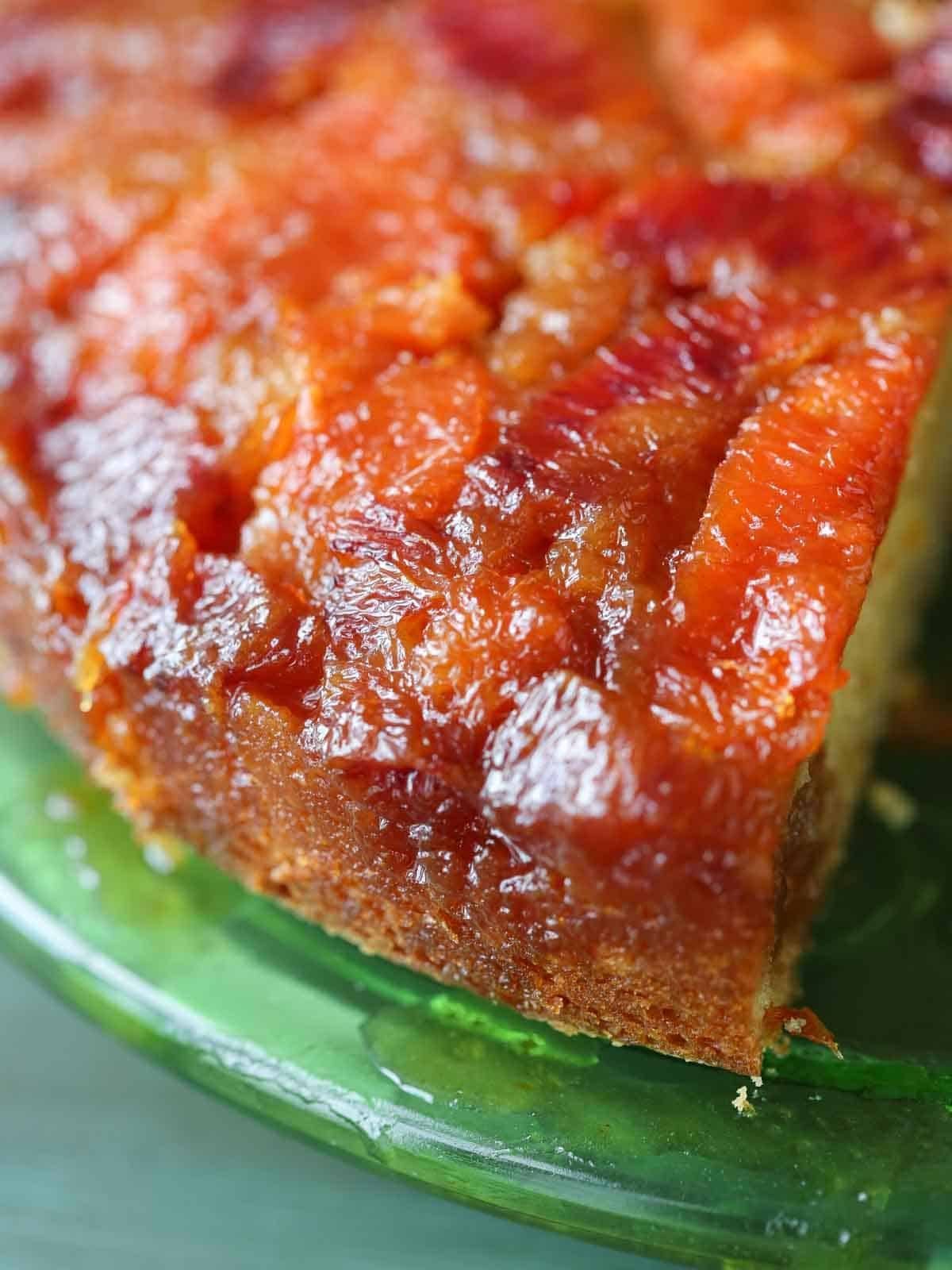 Orange Upside Down Cake Baked Until the Center Springs Back