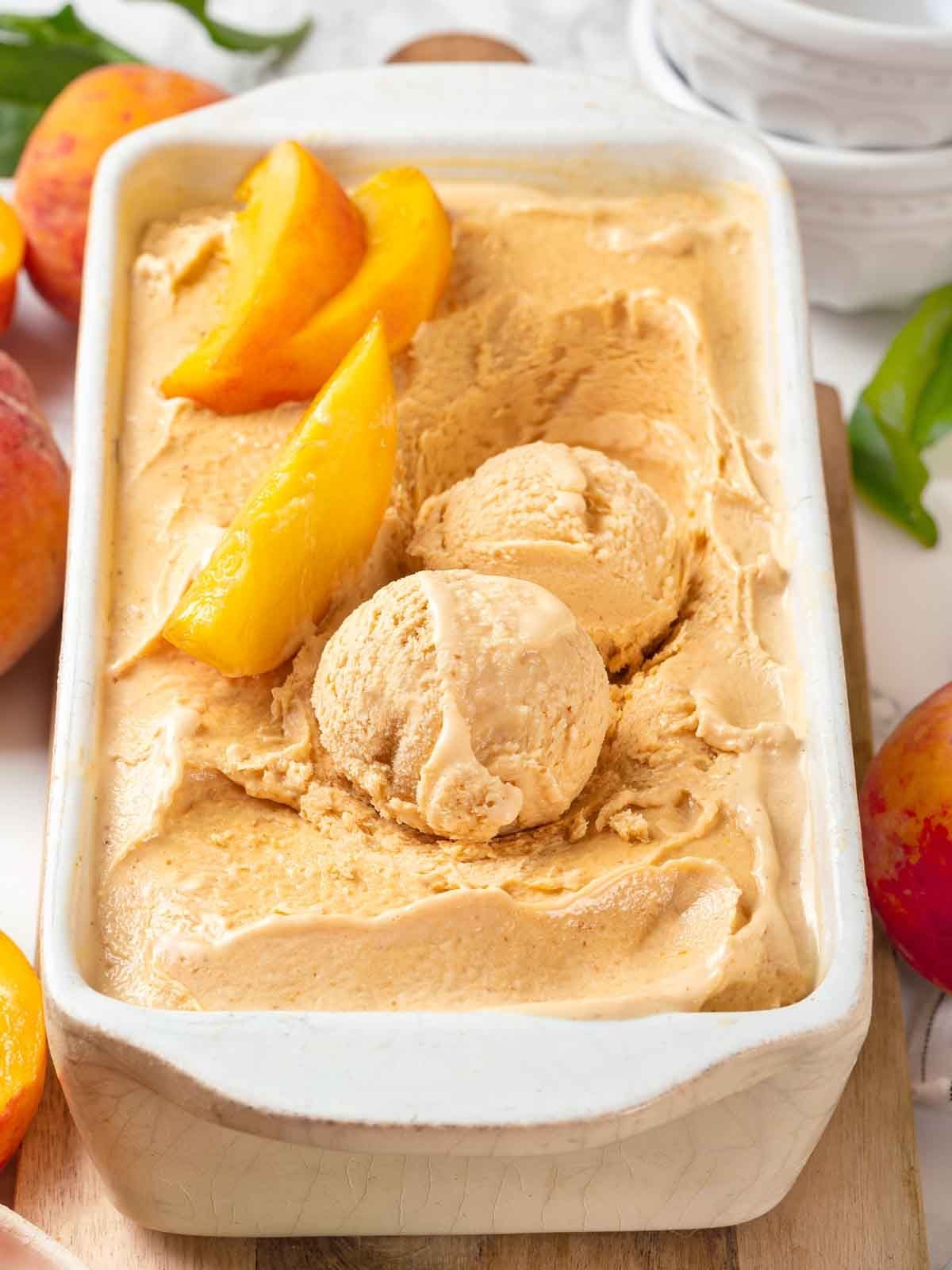 Peach Ice Cream Churned Until Thick