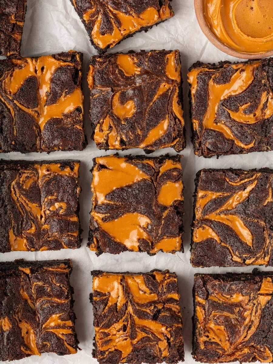 Peanut Butter Brownies with a Fudgy Middle