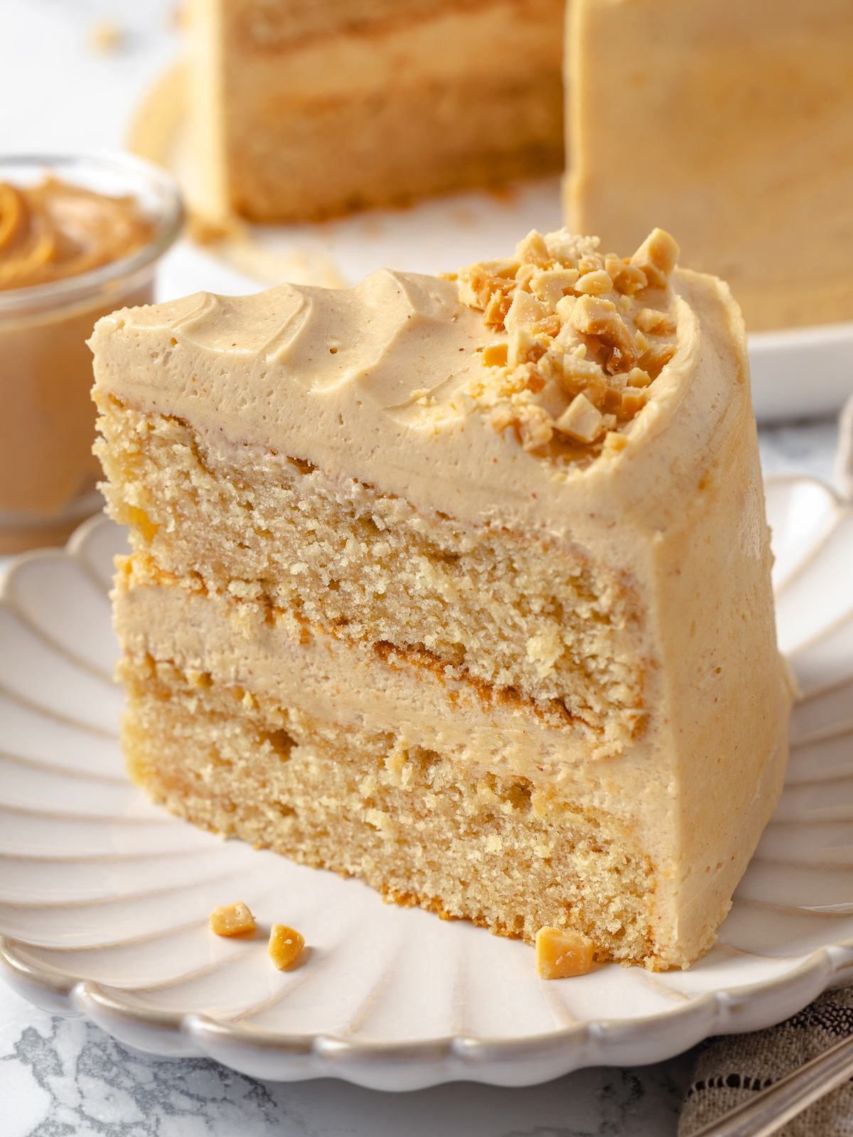 Peanut Butter Cake Baked Until the Center Springs Back
