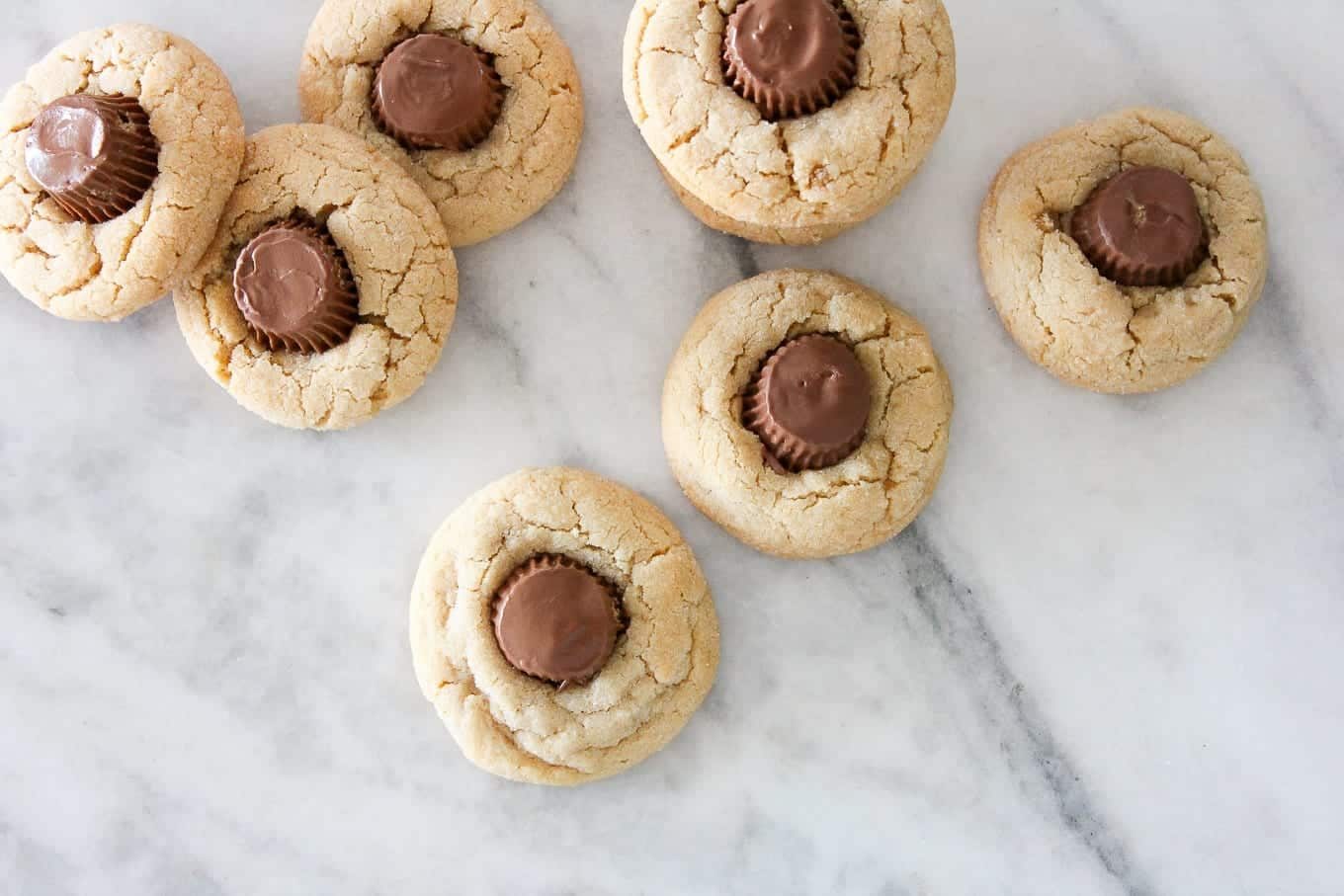 Peanut Butter Cup Cookies Baked Until the Edges Set