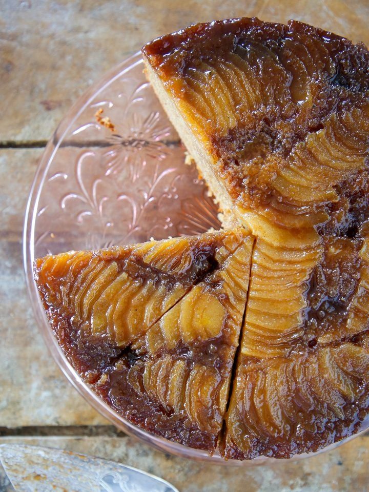 Pear Upside Down Cake Baked Until the Center Springs Back