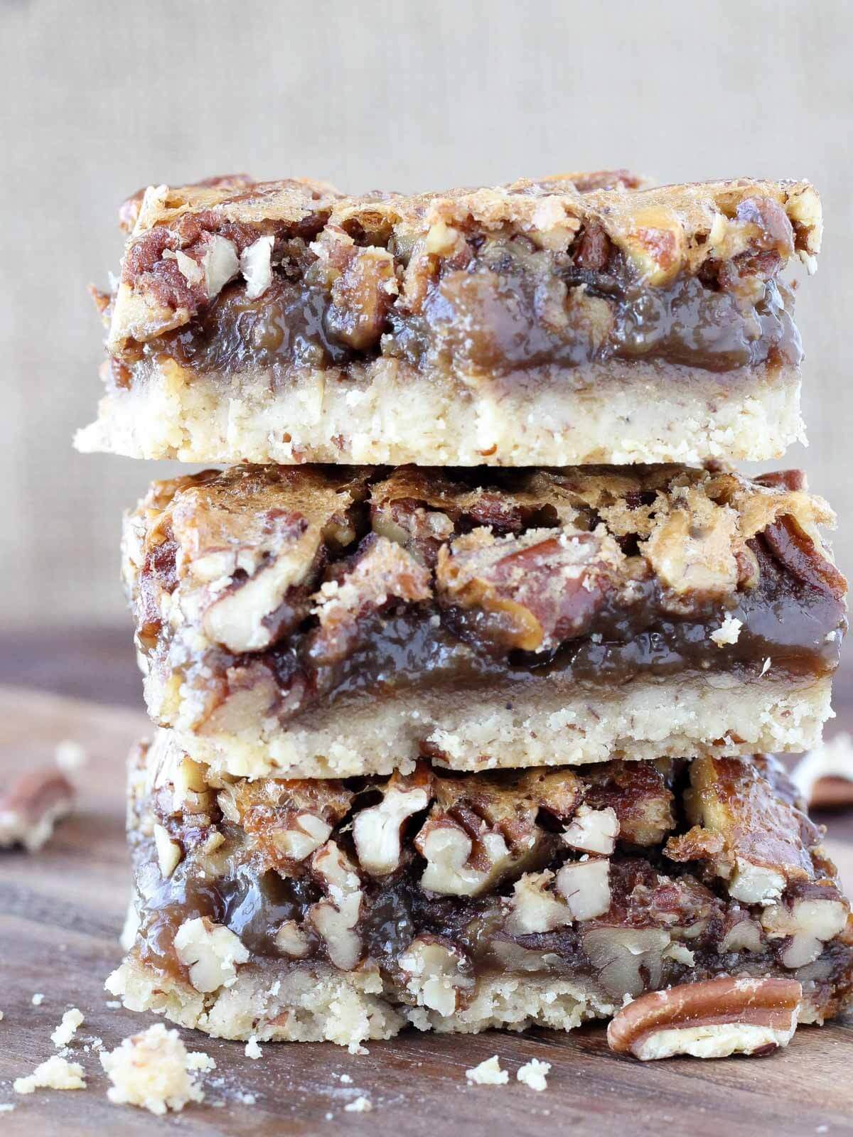 Pecan Pie Bars Cooled Before Slicing