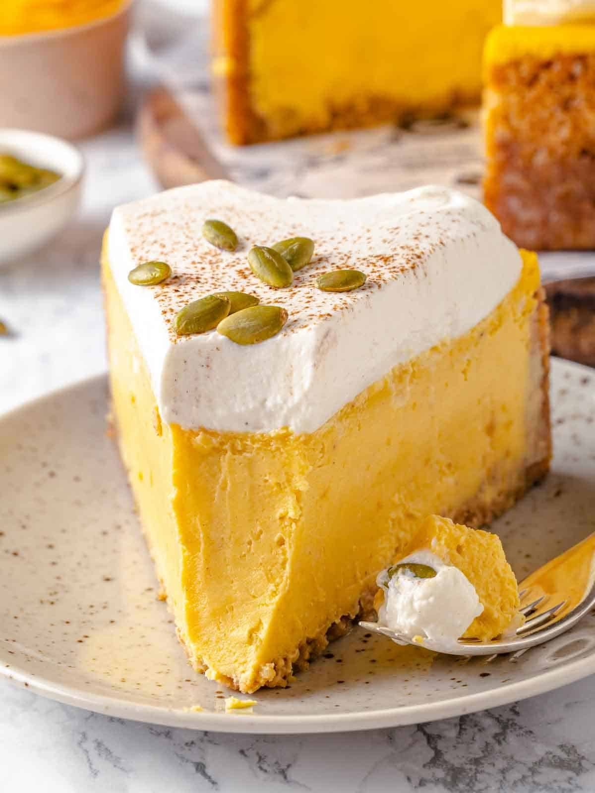 Pumpkin Cheesecake Baked Until the Center Springs Back