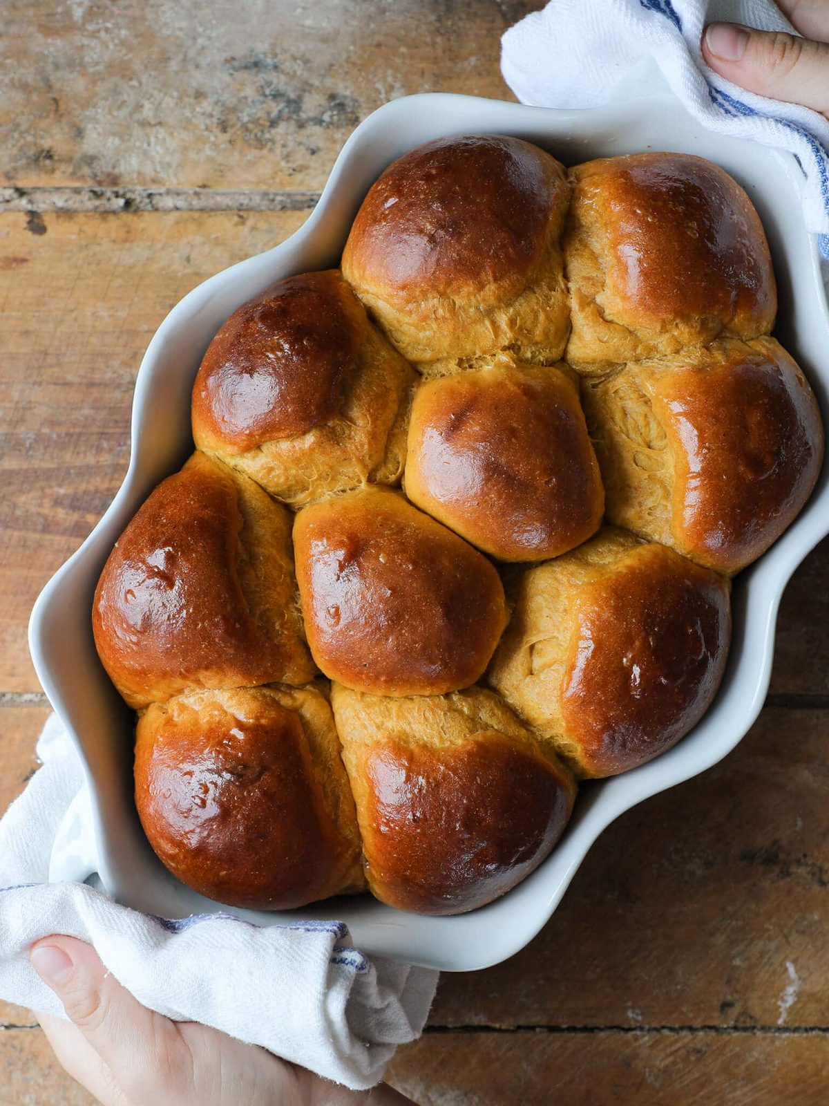 Pumpkin Dinner Rolls Baked Until the Tops Set