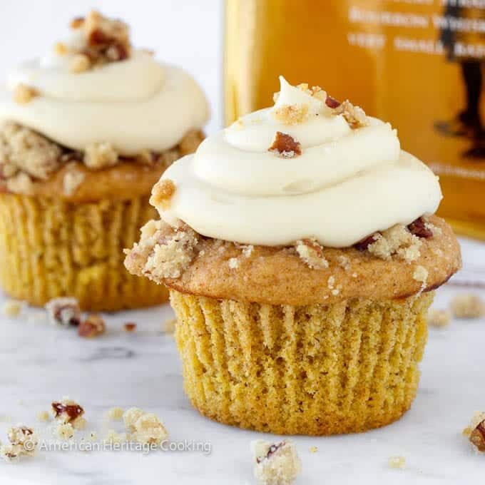 Pumpkin Pecan Pie Cupcakes with a Tall Crown