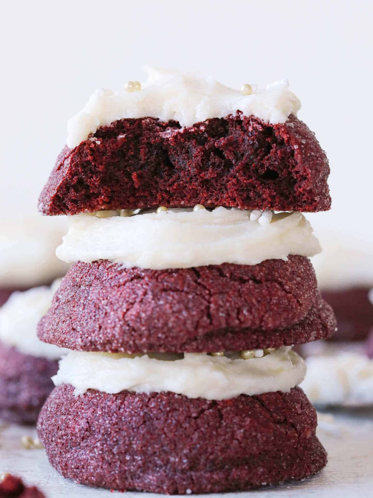 Red Velvet Cookies Baked Until the Edges Set