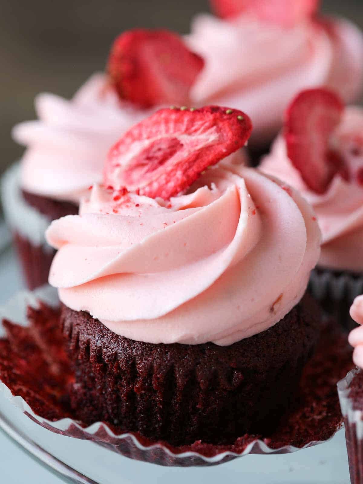 Red Velvet Cupcake with a Tall Crown