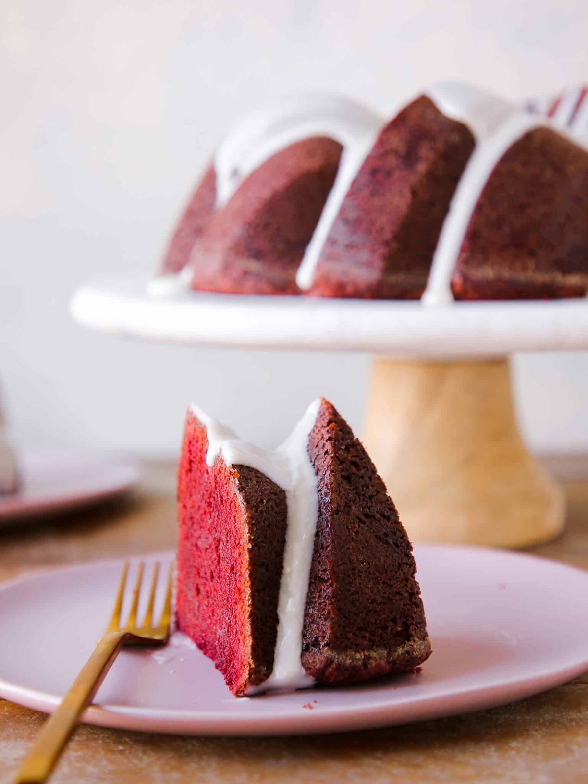 Red Velvet Pound Cake Baked Until the Center Springs Back