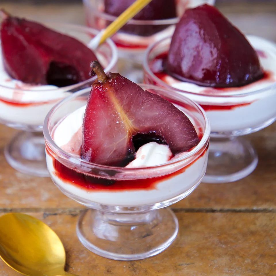 Red Wine Poached Pear Dessert after Supper