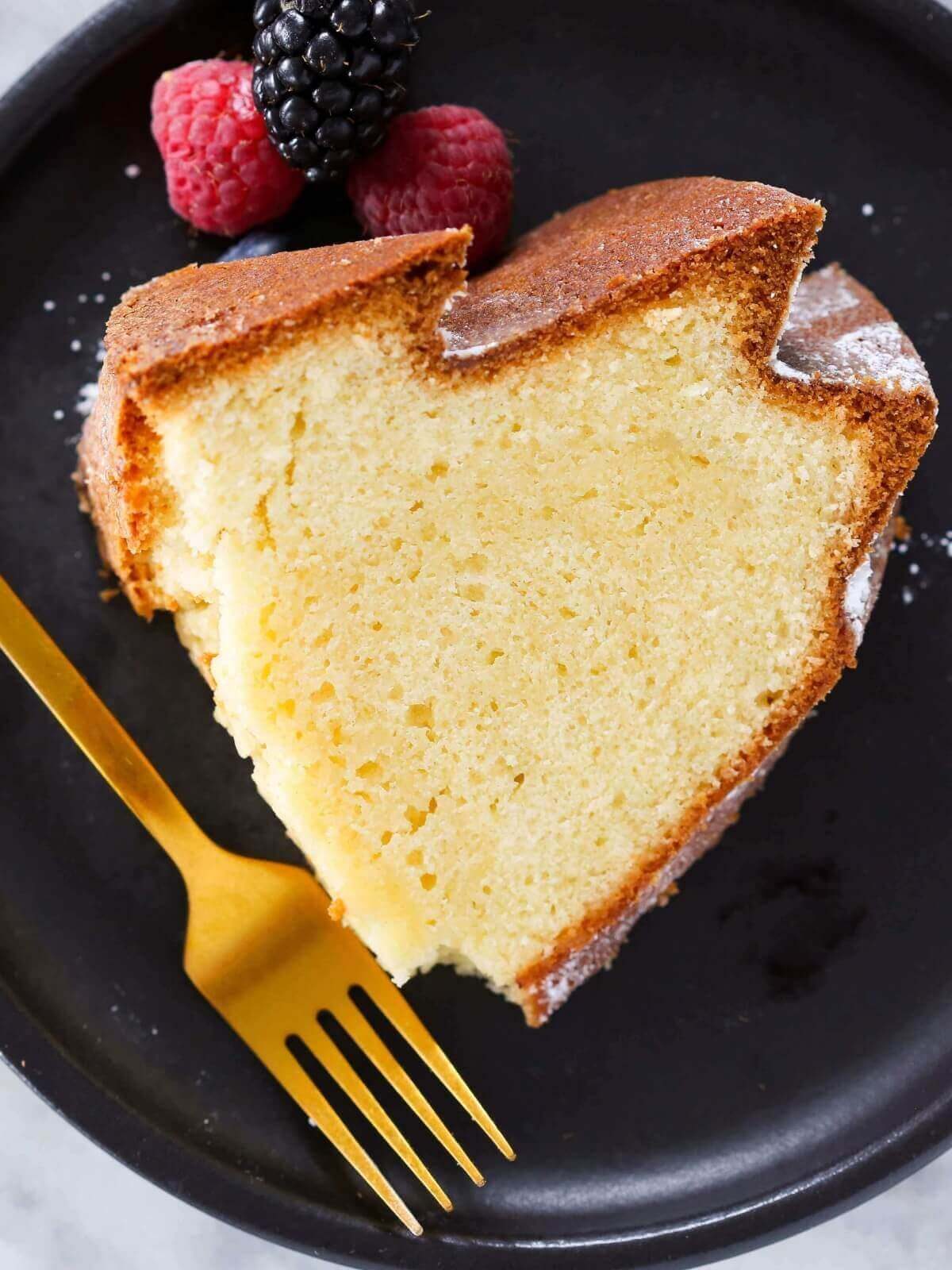 Sour Cream Pound Cake Baked Until the Center Springs Back