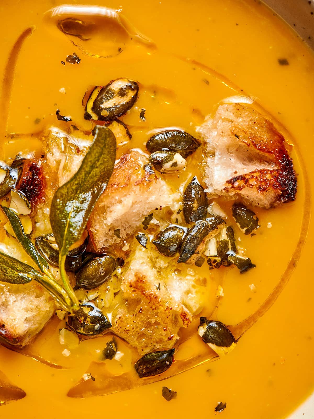 Squash Soup Finished with Herbs