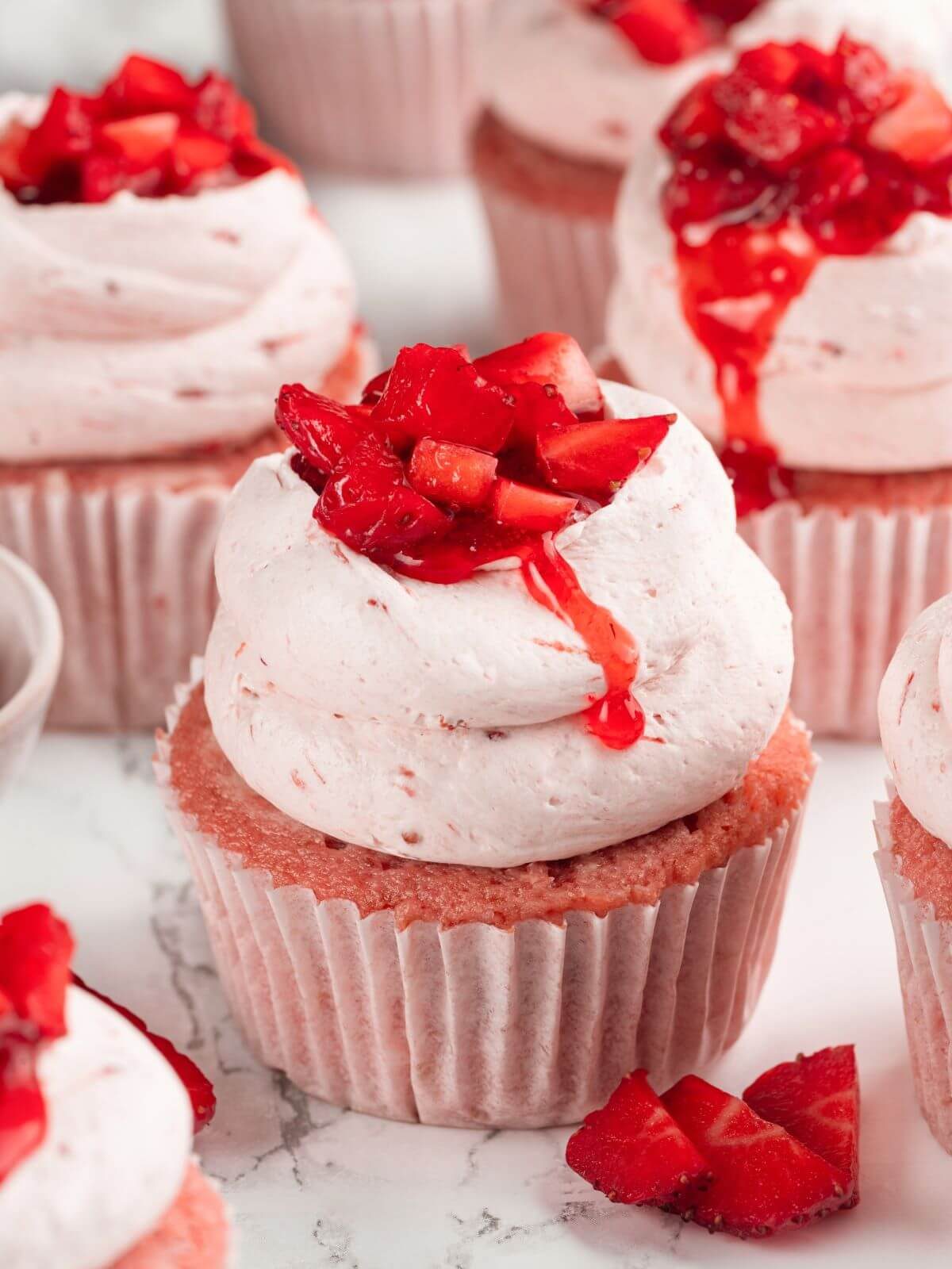 Strawberry Cupcakes with a Tall Crown